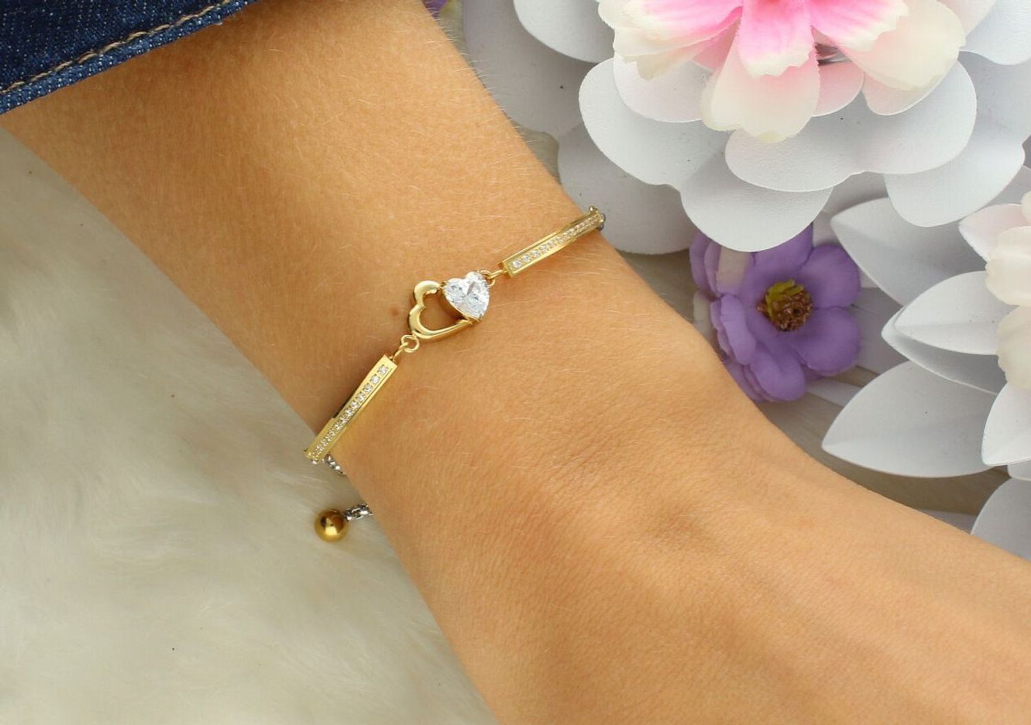 Bransoletka damska Nomination Milleluci złota serce cyrkonie 028021 022.jpg